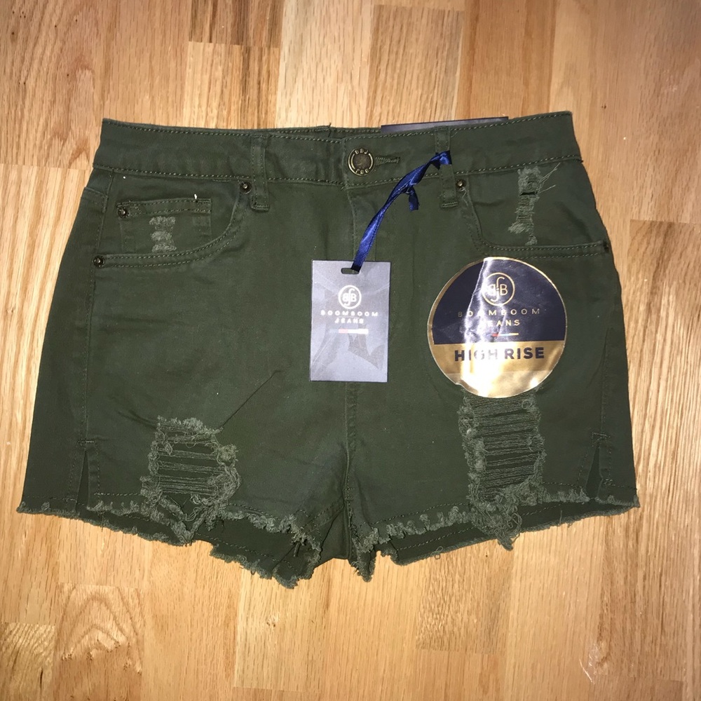 Boom Boom Jeans - Army Green High Waisted Shorts
